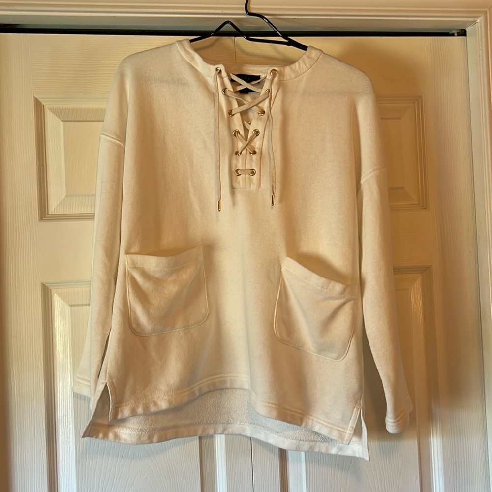 J Crew Off White Long Sleeve With Pockets Size Medium